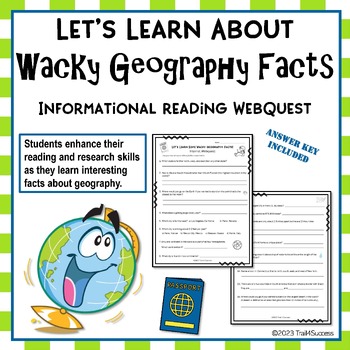 Preview of Wacky Geography Facts Webquest Worksheets Internet Research Scavenger Hunt