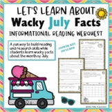 Wacky July Facts Worksheets WebQuest Internet Reading Rese