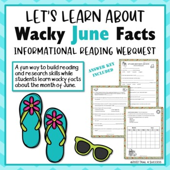 Preview of Wacky June Facts Internet Reading Research WebQuest Activity Worksheets