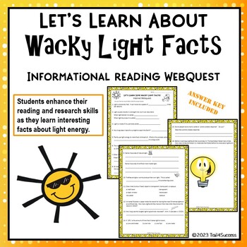Preview of Wacky Light Energy Facts Webquest Worksheets Internet Research Scavenger Hunt