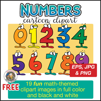 Preview of Wacky Numbers Cartoon Clipart for ALL grades