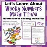 Wacky Numbers Math Trivia Reading Internet Research Activi