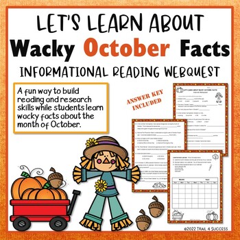 Preview of Wacky October Facts Webquest Worksheets Internet Scavenger Hunt Activity