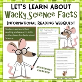 Wacky Science Facts Webquest Worksheets Internet Scavenger Hunt
