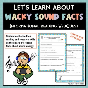 Preview of Wacky Sound Energy Facts Webquest Worksheets Internet Research Scavenger Hunt
