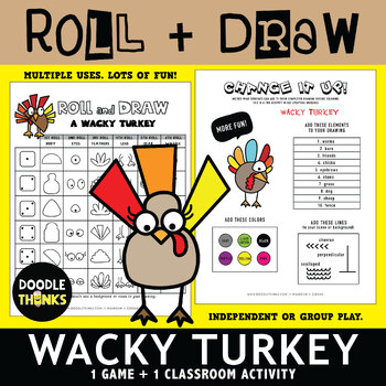 Preview of Wacky Turkey Roll and Draw Game | Drawing Activity