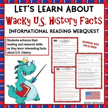 Preview of Wacky U.S. History Facts Worksheets Internet Scavenger Hunt Webquest Activity