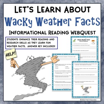 Preview of Wacky Weather Facts Webquest Reading Internet Research Worksheets