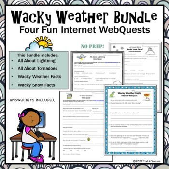 Preview of Wacky Weather Worksheets WebQuest Bundle Reading Research Activities