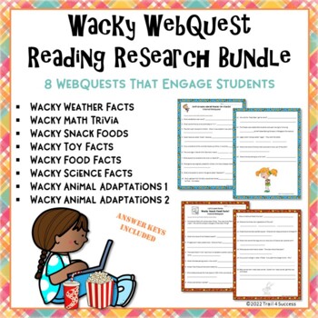 Preview of Wacky Webquest Worksheets Bundle - Set of 8 Engaging Reading Research Activities