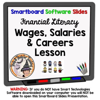 Preview of Wages Salaries and Careers Smartboard Worksheets Activity Financial Literacy