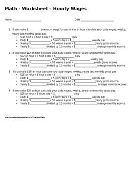 wage assignment worksheet