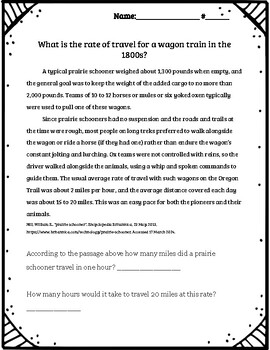 Preview of Wagon train rate of travel 1800s