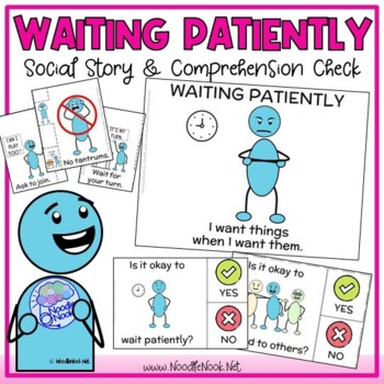 Preview of Waiting Patiently- A Social Story for Behavior with Comprehension Activity