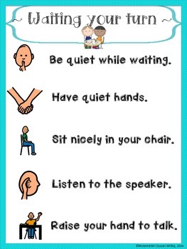 Preview of Waiting Your Turn Rules Turn Taking Poster Speech Therapy Other Classrooms