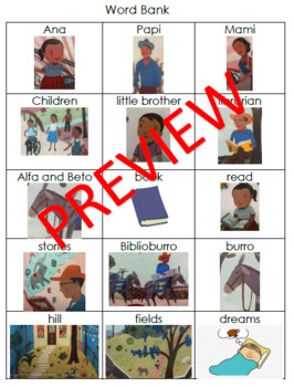 Preview of Waiting for the Biblioburro - Word Bank with Pictures