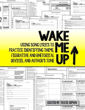 Preview of Wake Me Up By Avicii & Aloe Blacc Figurative Language Distance Learning