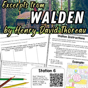 Preview of Walden by Henry David Thoreau: Reading Guide, Paired Text Stations, Poem Writing