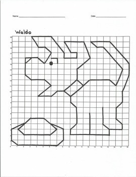 quadrant 1 coordinate graph mystery picture waldo dog and food by curious math