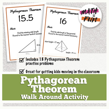 Preview of Pythagorean Theorem Practice | Walk Around Activity & Task Cards