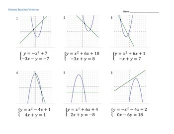 Graphing Nonlinear Systems of Equations~Linear~Quadratic~Activity