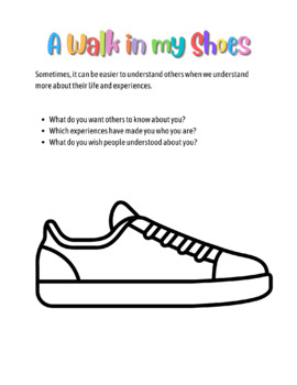 Walk In My Shoes Therapy Worksheet by Thoughtful Therapy Resources