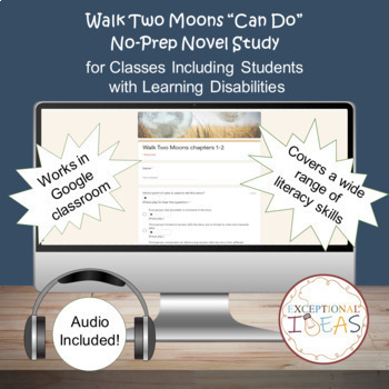 Preview of Walk Two Moons “Can Do” No-Prep Novel Study Plus Audio for Students with LD