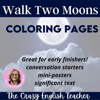 Set of Two Moon Coloring Pagesdigital Printable (Instant Download) 