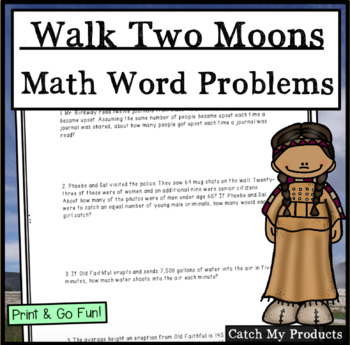 Preview of Walk Two Moons Worksheet Division Word Problems