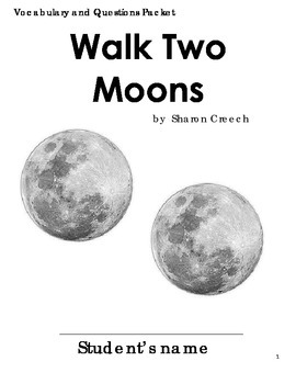 Preview of Walk Two Moons Vocabulary and Questions