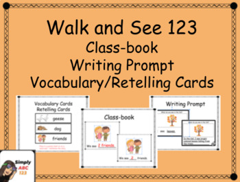 Preview of Walk and See Book 123 - Writing prompt, Class-book, Retelling/Vocabulary Cards