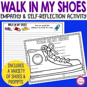 Preview of Walk in My Shoes Empathy Activity Self Reflection, Compassion & Kindness Project