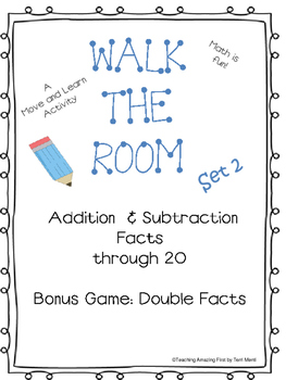 Preview of Walk the Room Math Fact Fluency Game Addition & Subtraction Through 20 Set 2