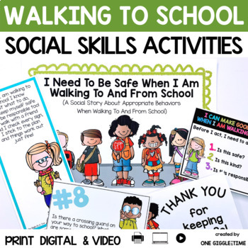 Preview of Social Stories Walking To School Community Helpers Thank You Cards Activities