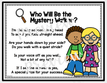 Walking in Line Mystery Walker Classroom Management Kit Editable