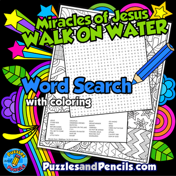 Walking on Water Word Search Puzzle Activity with Coloring | Miracles ...