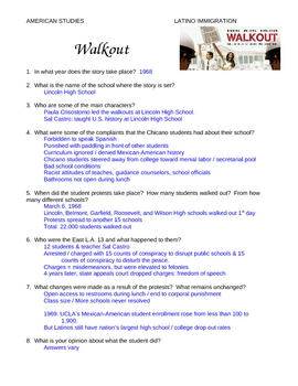 Preview of "Walkout" Movie Study Guide & Answer Key