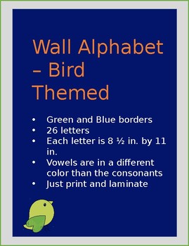 Preview of Wall Alphabet - Bird Themed