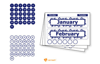 Preview of Wall Calendar (Digital Printout)-Navy Blue