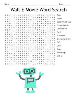 Preview of Wall-E Movie Word Search!