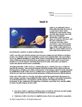 Preview of Wall-E Worksheet!