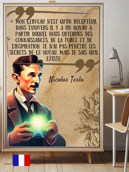 Preview of Tesla's Insight: French Quote Wall Art - Custom Size - Mon cerveau n’est qu’un