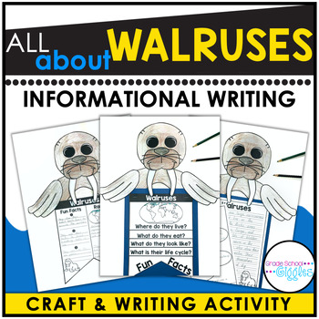 Preview of Walrus Craft, Winter Arctic Animal Craft, Research Writing Project 1st 3rd Grade