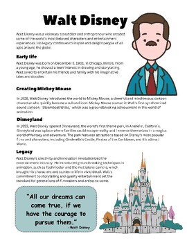 Preview of Walt Disney - 2nd grade Informational Reading Passage