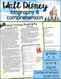 Walt Disney Biography Reading Comprehension Passage and Questions