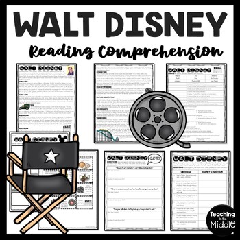 Preview of Walt Disney Biography Reading Comprehension Worksheet Perseverance December