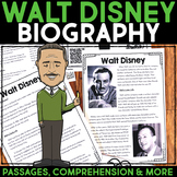 Walt Disney Biography Report, Reading Passage & Comprehension Activities