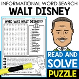 Walt Disney Biography Word Search Puzzle Word Find Activity