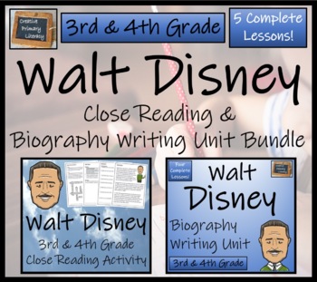 Preview of Walt Disney Close Reading & Biography Bundle | 3rd Grade & 4th Grade