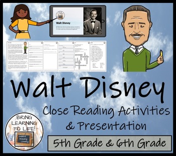 Preview of Walt Disney Close Reading Comprehension Activity | 5th Grade & 6th Grade